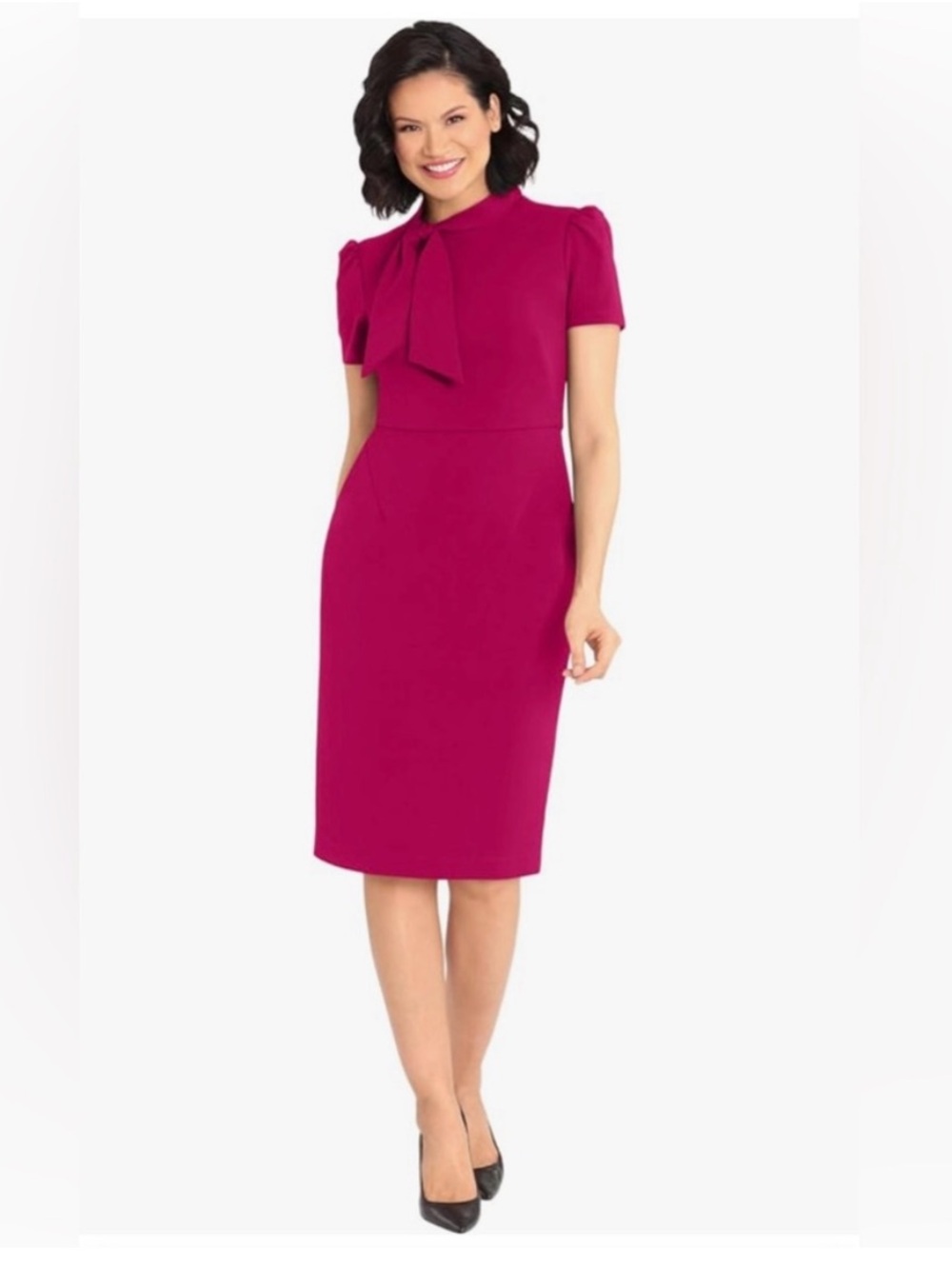 Maggy London Fuchsia Tie-Neck Sheath Dress Size 10